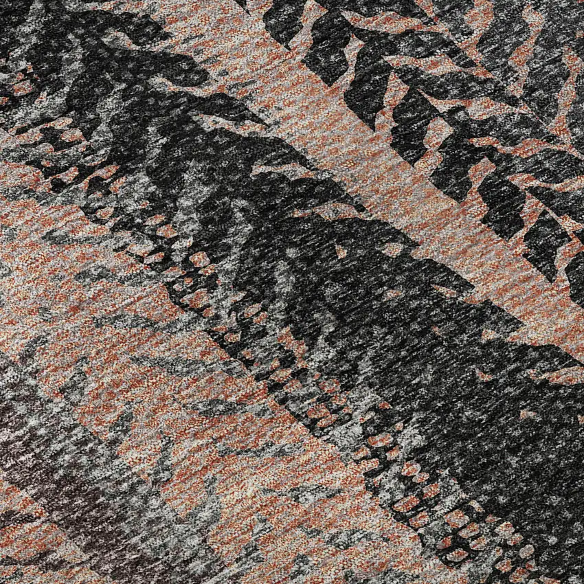 Terra Cotta And Gray Striped Washable Area Rug With UV Protection Photo 9