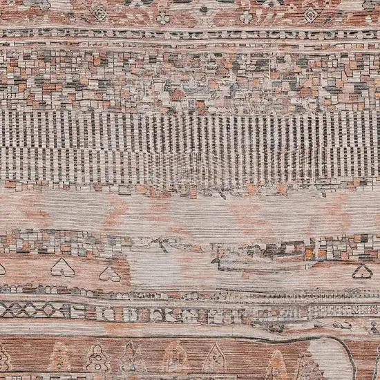 Terra Cotta And Gray Striped Washable Indoor Outdoor Area Rug Photo 4