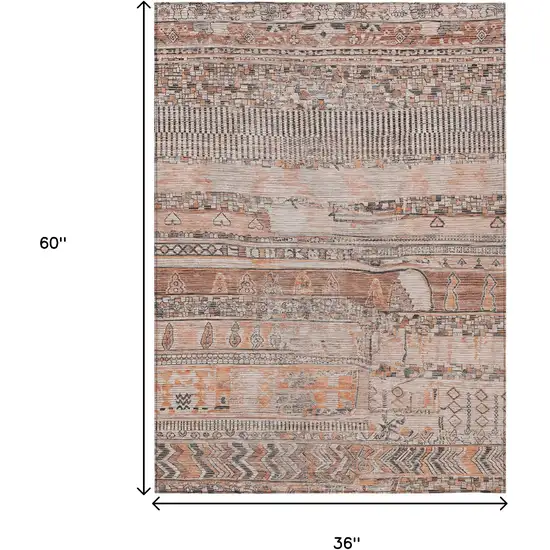Terra Cotta And Gray Striped Washable Indoor Outdoor Area Rug Photo 9