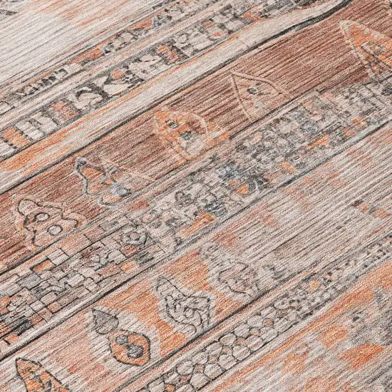 Terra Cotta And Gray Striped Washable Indoor Outdoor Area Rug Photo 9