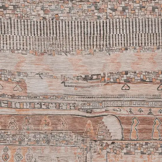 Terra Cotta And Gray Striped Washable Indoor Outdoor Area Rug Photo 3