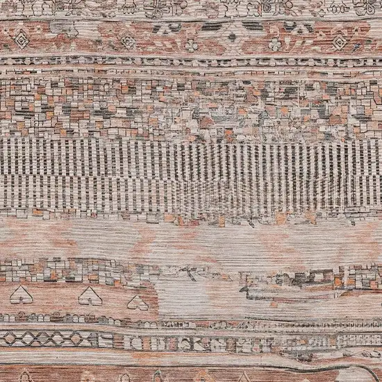 Terra Cotta And Gray Striped Washable Indoor Outdoor Area Rug Photo 4