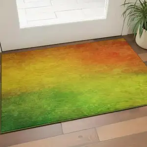 Photo of Terra Cotta And Green Ombre Washable Area Rug With UV Protection