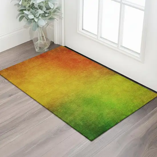 Terra Cotta And Green Ombre Washable Area Rug With UV Protection Photo 1