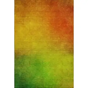 Photo of Terra Cotta And Green Ombre Washable Area Rug With UV Protection