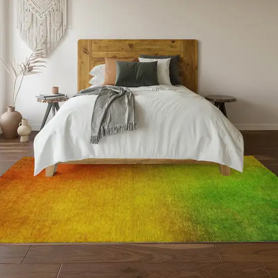 Terra Cotta And Green Ombre Washable Area Rug With UV Protection Photo 4