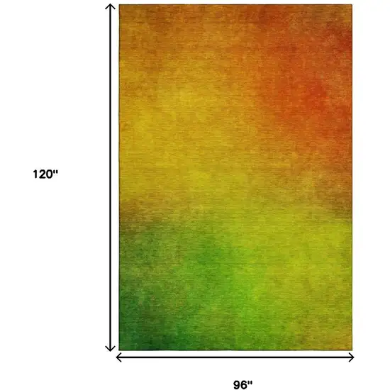 Terra Cotta And Green Ombre Washable Area Rug With UV Protection Photo 6