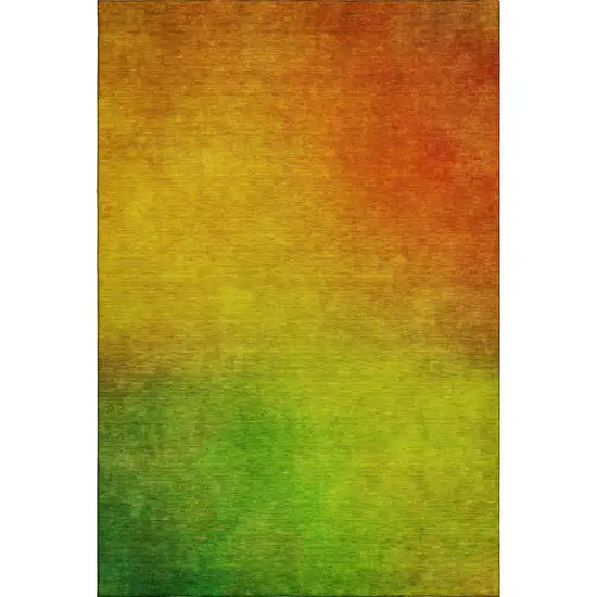 Terra Cotta And Green Ombre Washable Area Rug With UV Protection Photo 1