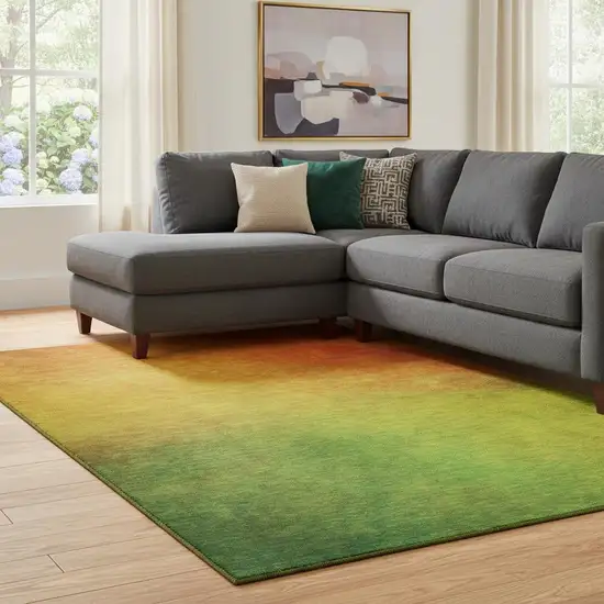 Terra Cotta And Green Ombre Washable Area Rug With UV Protection Photo 1