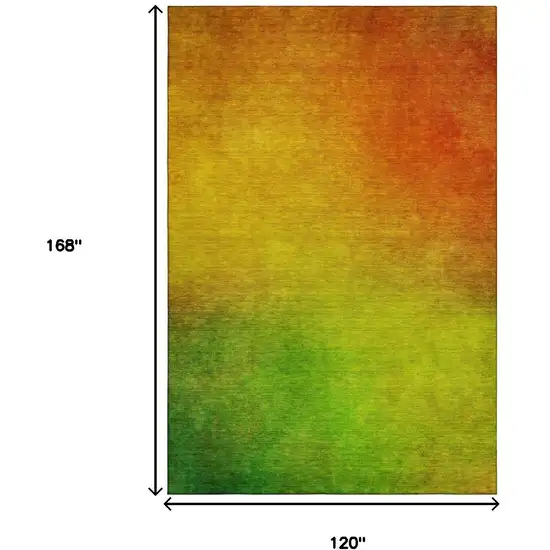 Terra Cotta And Green Ombre Washable Area Rug With UV Protection Photo 6