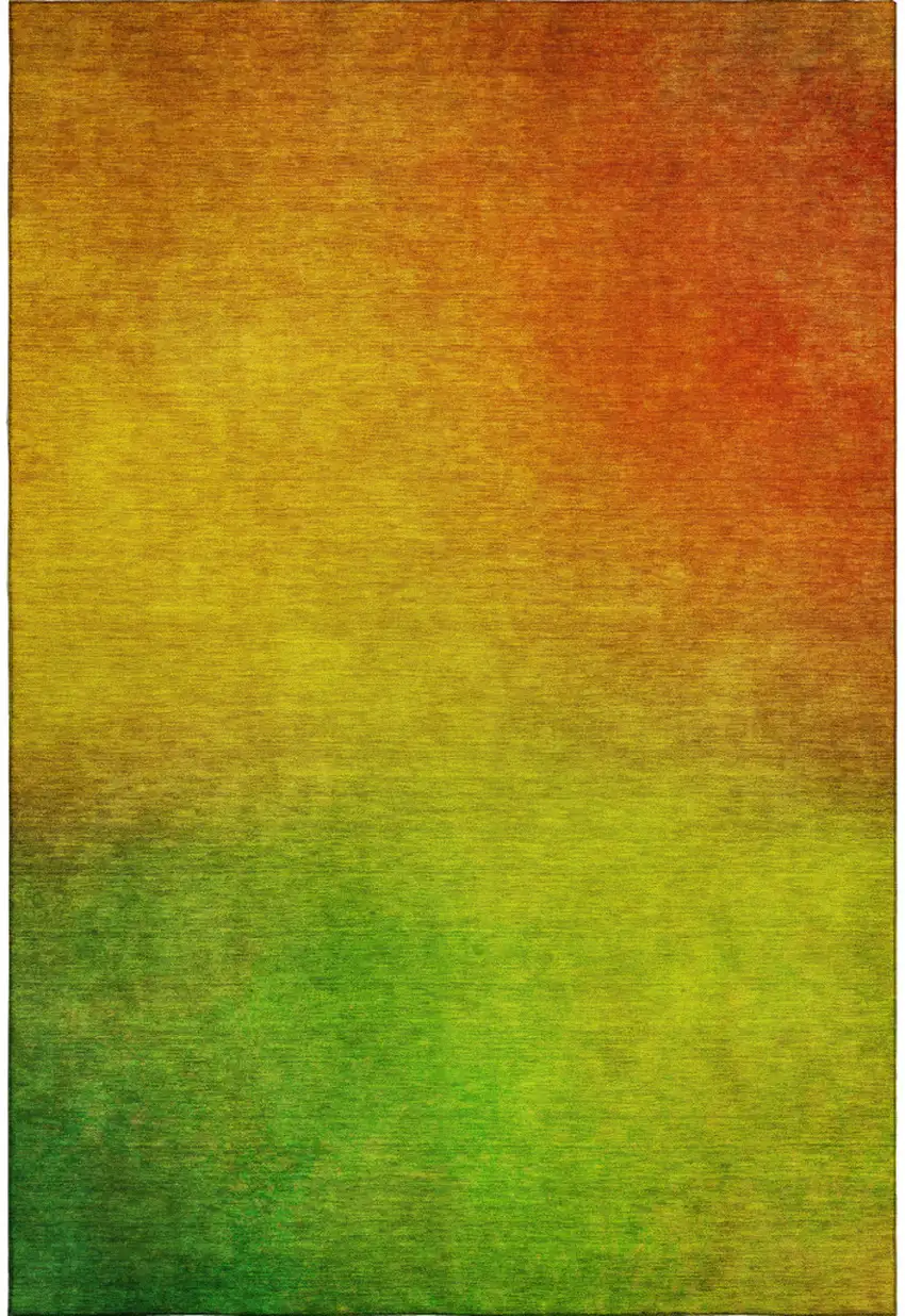 Terra Cotta And Green Ombre Washable Area Rug With UV Protection Photo 1