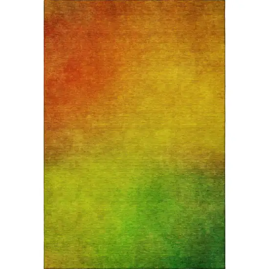 Terra Cotta And Green Ombre Washable Area Rug With UV Protection Photo 3