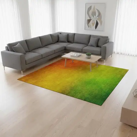 Terra Cotta And Green Ombre Washable Area Rug With UV Protection Photo 2