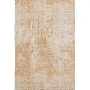 Photo of Terra Cotta And Ivory Abstract Washable Area Rug With UV Protection