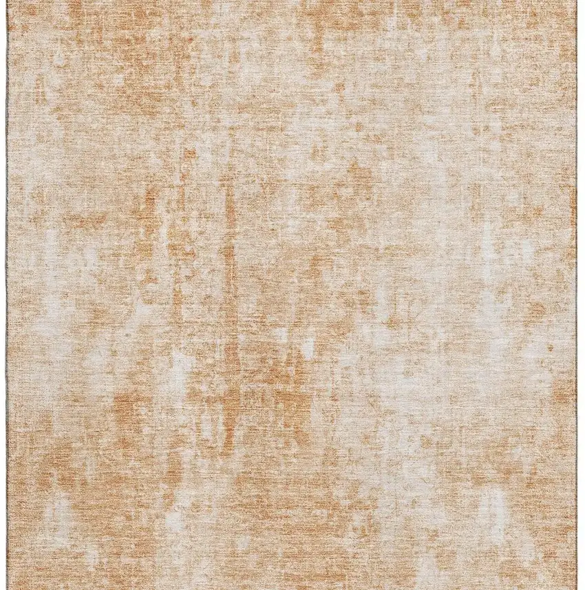 Terra Cotta And Ivory Abstract Washable Area Rug With UV Protection Photo 8
