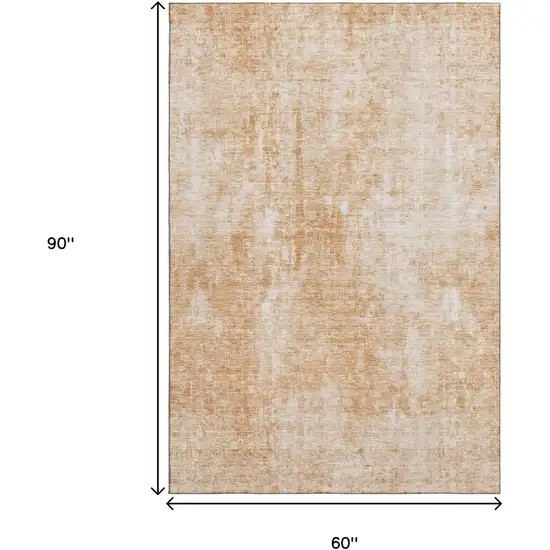 Terra Cotta And Ivory Abstract Washable Area Rug With UV Protection Photo 4