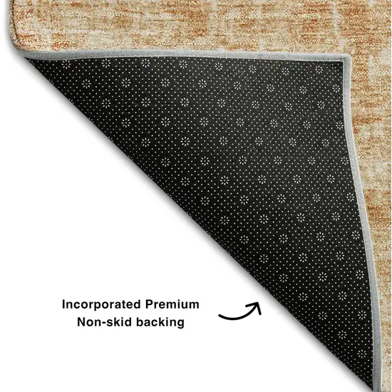 Terra Cotta And Ivory Abstract Washable Area Rug With UV Protection Photo 8