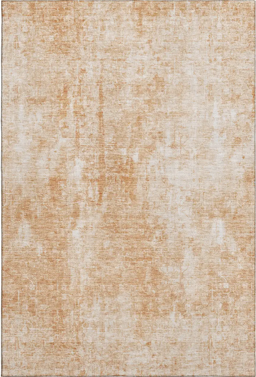 Terra Cotta And Ivory Abstract Washable Area Rug With UV Protection Photo 2