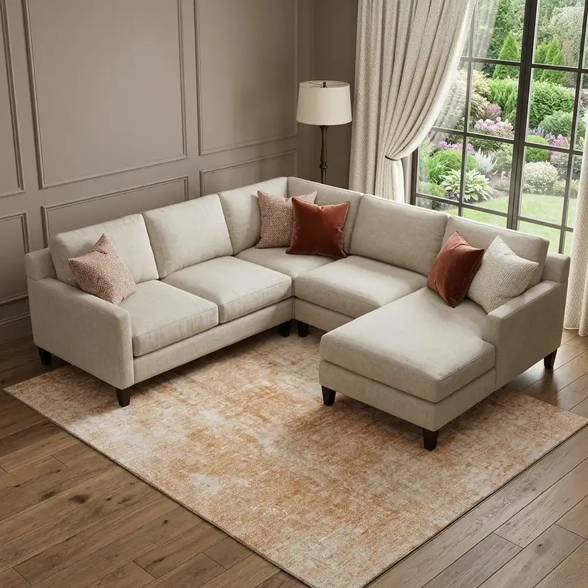 Terra Cotta And Ivory Abstract Washable Area Rug With UV Protection Photo 1