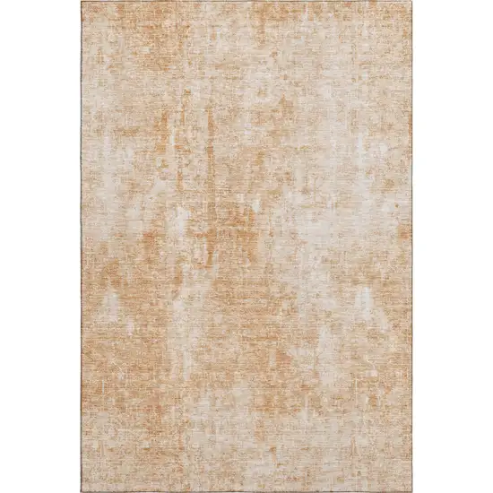 Terra Cotta And Ivory Abstract Washable Area Rug With UV Protection Photo 1