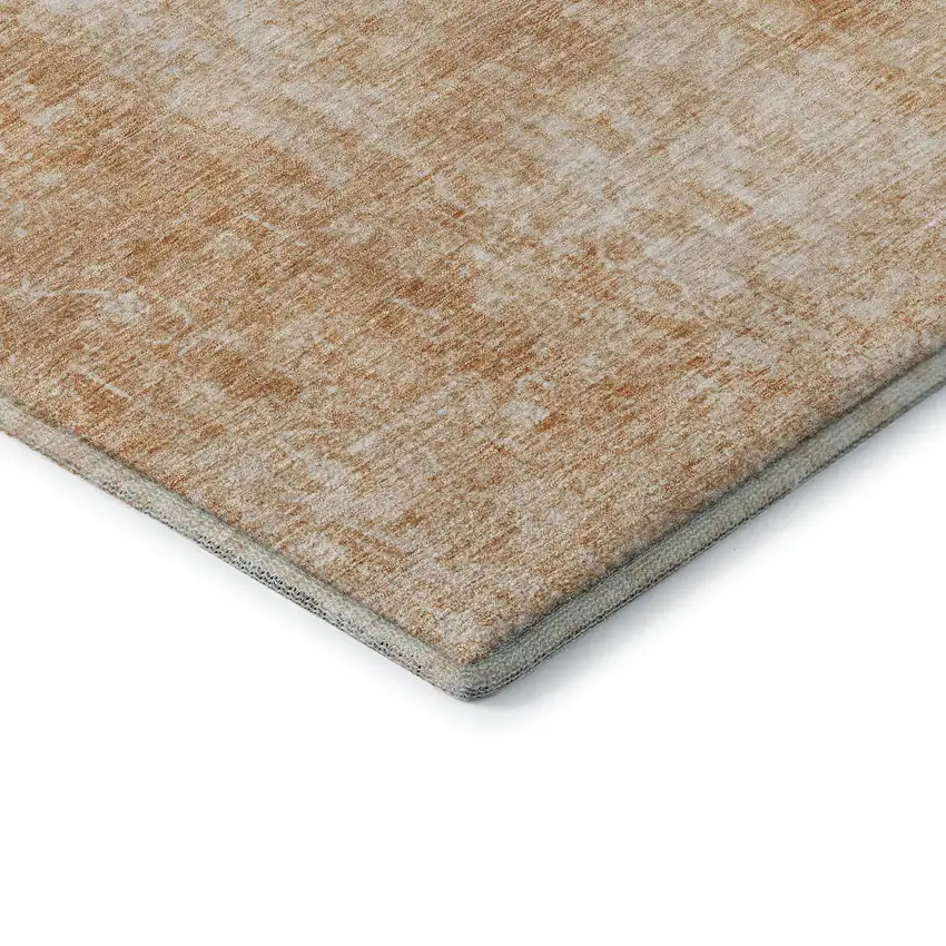 Terra Cotta And Ivory Abstract Washable Area Rug With UV Protection Photo 9