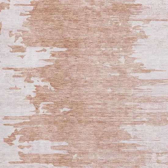 Terra Cotta And Ivory Abstract Washable Area Rug With UV Protection Photo 3