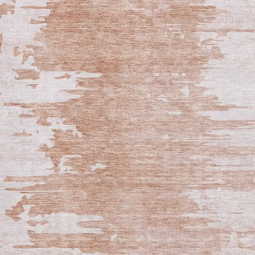 Terra Cotta And Ivory Abstract Washable Area Rug With UV Protection Photo 3