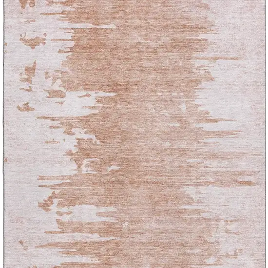 Terra Cotta And Ivory Abstract Washable Area Rug With UV Protection Photo 4