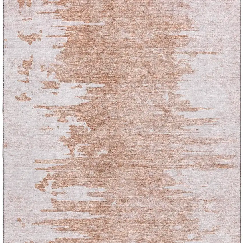 Terra Cotta And Ivory Abstract Washable Area Rug With UV Protection Photo 4