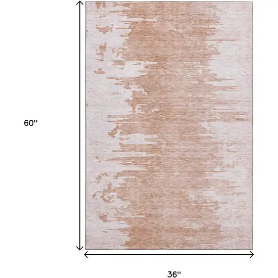 Terra Cotta And Ivory Abstract Washable Area Rug With UV Protection Photo 7
