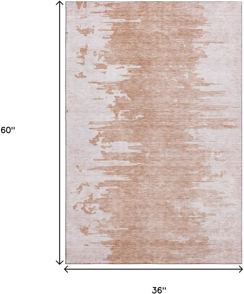 Terra Cotta And Ivory Abstract Washable Area Rug With UV Protection Photo 7