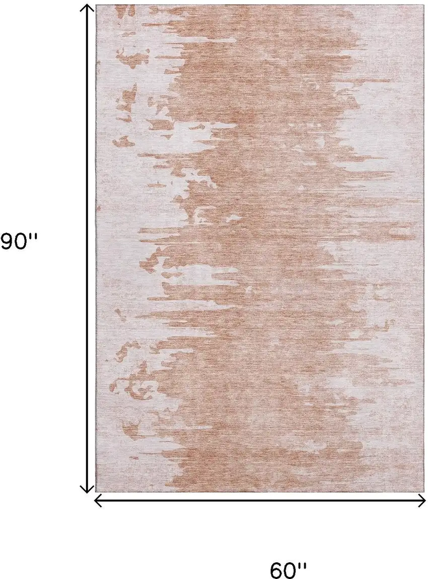 Terra Cotta And Ivory Abstract Washable Area Rug With UV Protection Photo 3