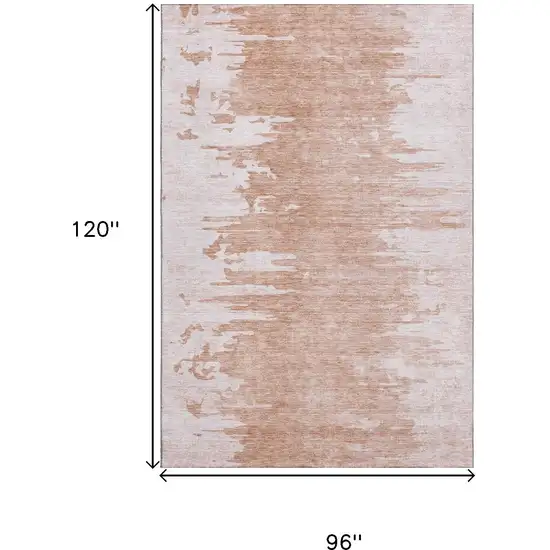 Terra Cotta And Ivory Abstract Washable Area Rug With UV Protection Photo 3