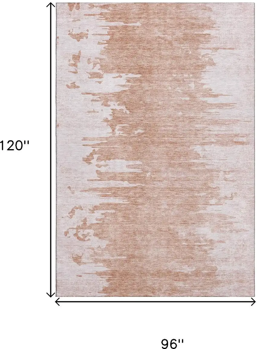 Terra Cotta And Ivory Abstract Washable Area Rug With UV Protection Photo 3