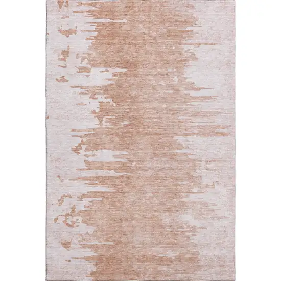 Terra Cotta And Ivory Abstract Washable Area Rug With UV Protection Photo 2