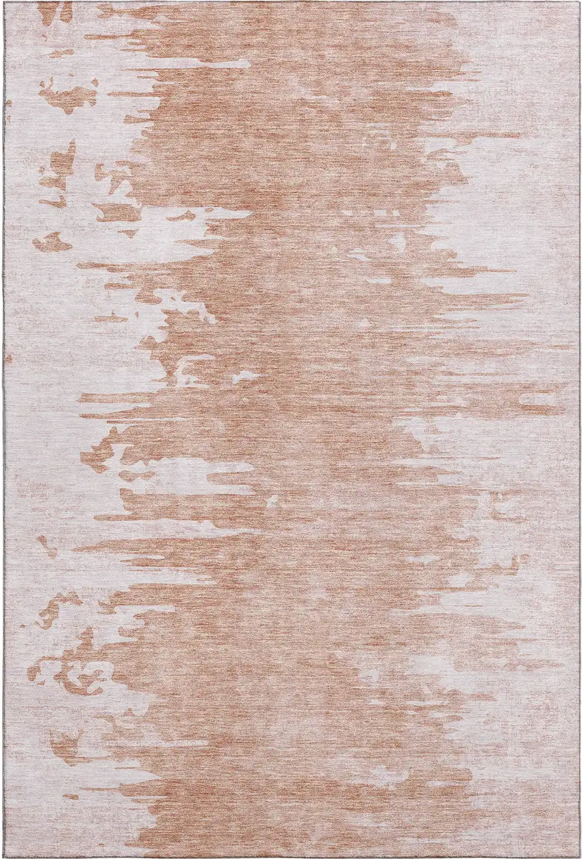 Terra Cotta And Ivory Abstract Washable Area Rug With UV Protection Photo 2