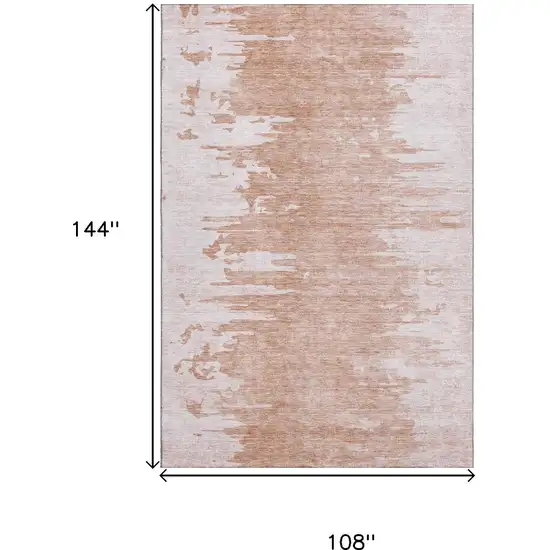 Terra Cotta And Ivory Abstract Washable Area Rug With UV Protection Photo 3