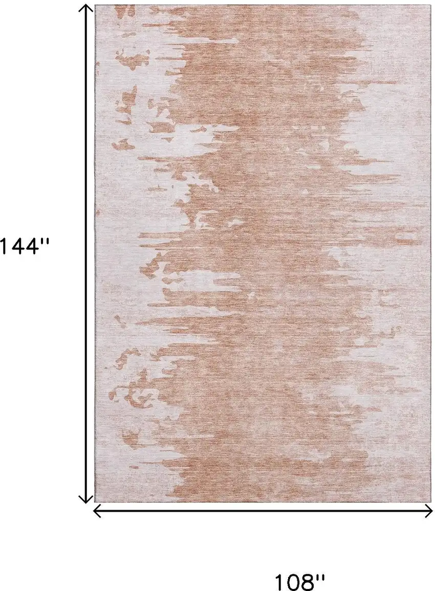 Terra Cotta And Ivory Abstract Washable Area Rug With UV Protection Photo 3