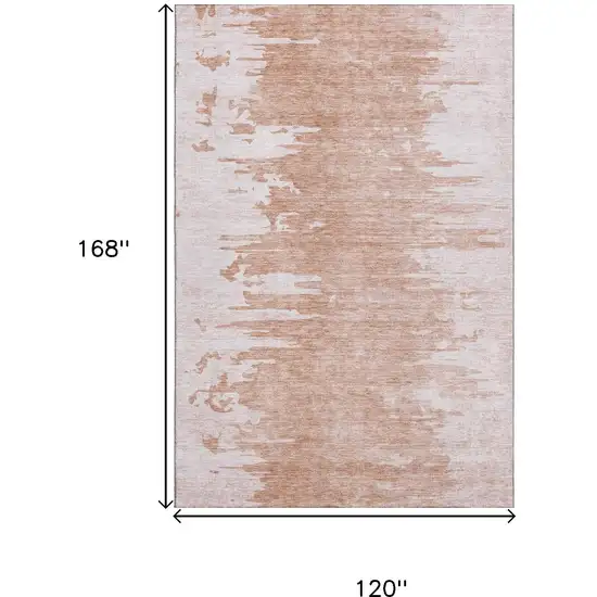 Terra Cotta And Ivory Abstract Washable Area Rug With UV Protection Photo 3