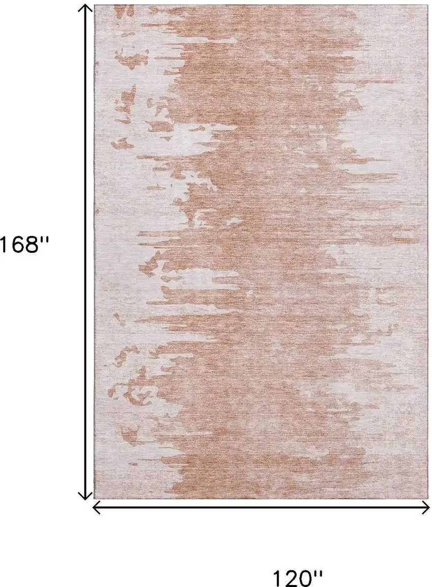 Terra Cotta And Ivory Abstract Washable Area Rug With UV Protection Photo 3