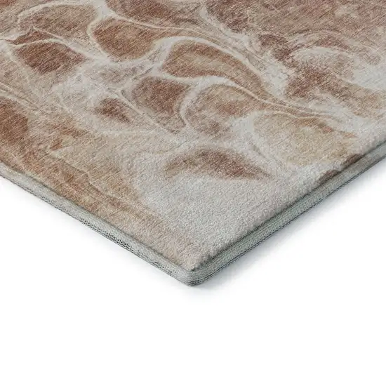Terra Cotta And Ivory Abstract Washable Area Rug With UV Protection Photo 8