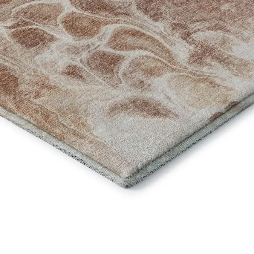 Terra Cotta And Ivory Abstract Washable Area Rug With UV Protection Photo 8