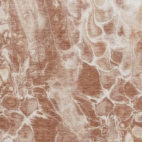 Terra Cotta And Ivory Abstract Washable Area Rug With UV Protection Photo 3
