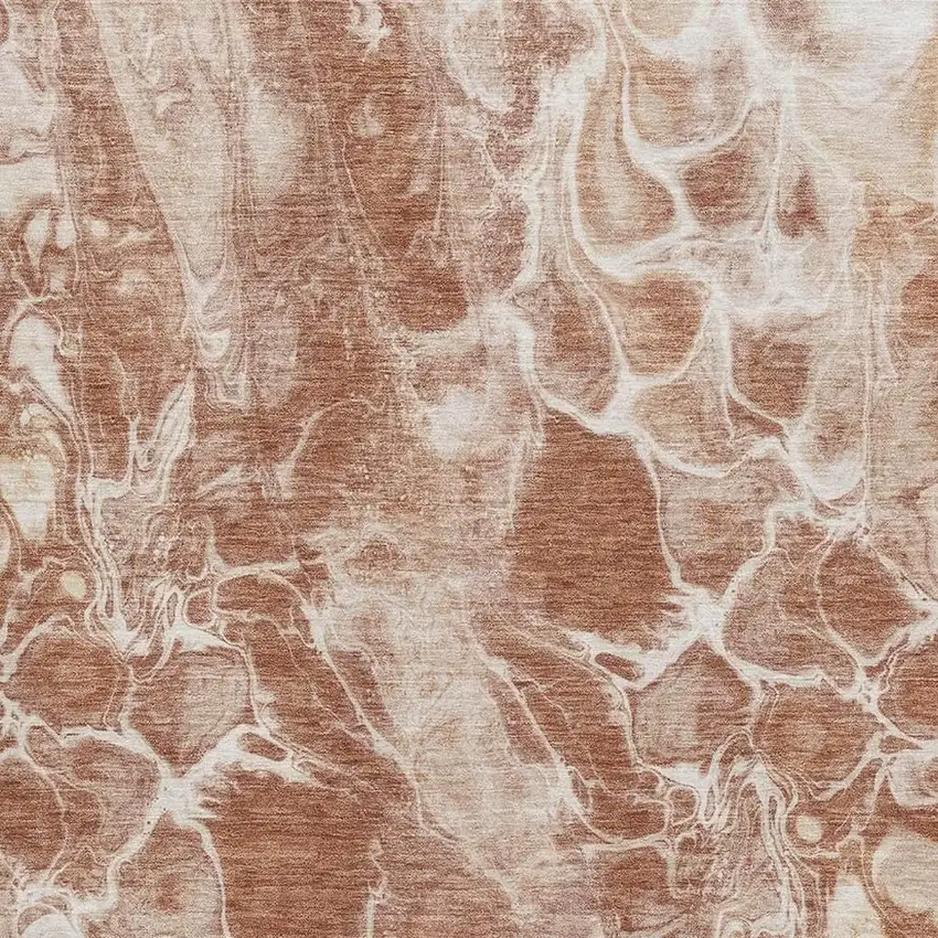 Terra Cotta And Ivory Abstract Washable Area Rug With UV Protection Photo 3