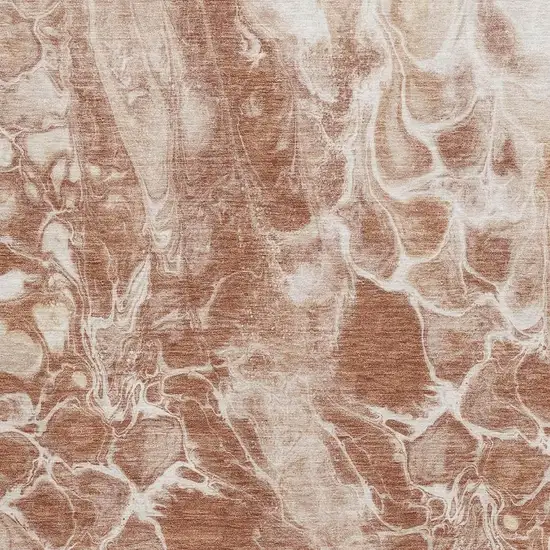 Terra Cotta And Ivory Abstract Washable Area Rug With UV Protection Photo 3