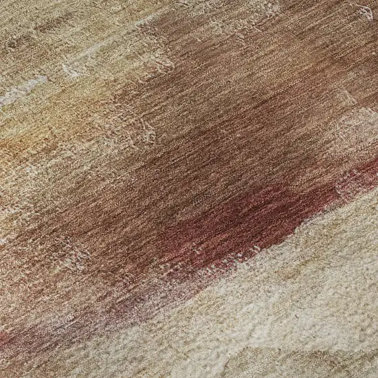 Terra Cotta And Ivory Abstract Washable Area Rug With UV Protection Photo 5