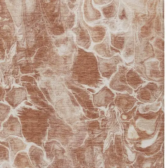 Terra Cotta And Ivory Abstract Washable Indoor Outdoor Area Rug Photo 9
