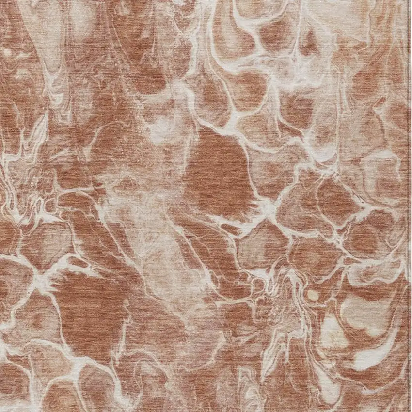 Terra Cotta And Ivory Abstract Washable Indoor Outdoor Area Rug Photo 9