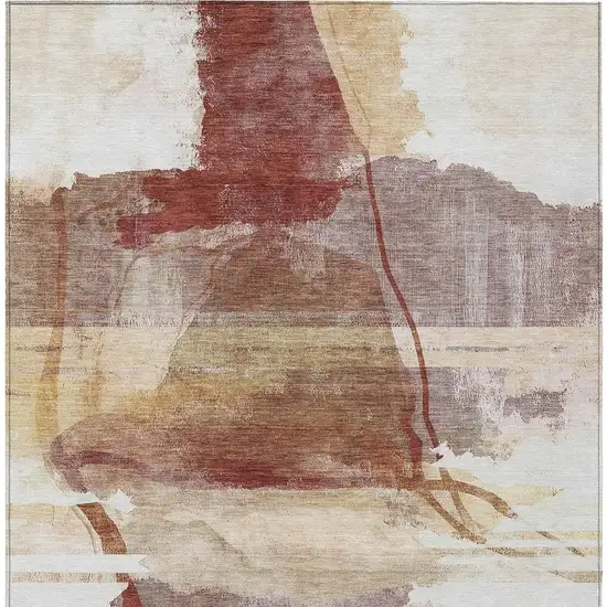 Terra Cotta And Ivory Abstract Washable Indoor Outdoor Area Rug Photo 9