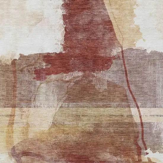 Terra Cotta And Ivory Abstract Washable Indoor Outdoor Area Rug Photo 1